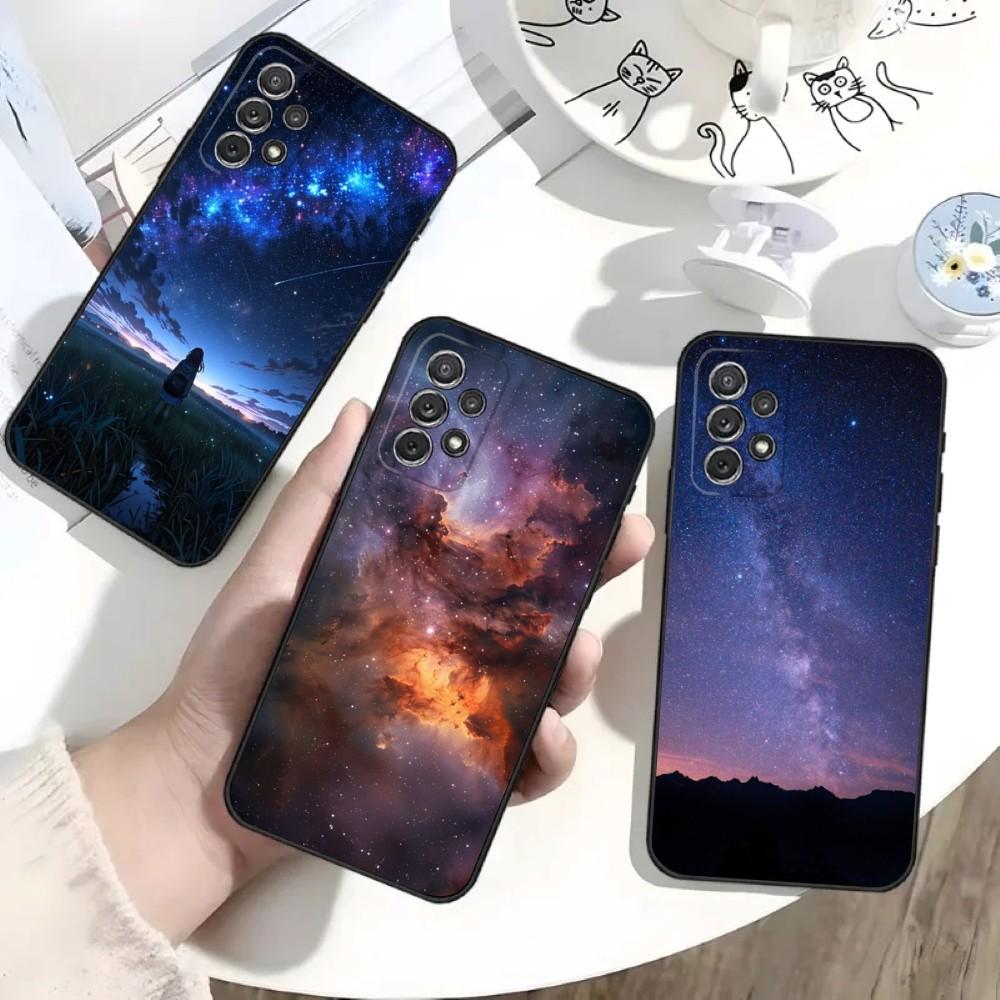Night Galaxys Sky Stars Space Phone Case For Samsung S25,S24,S21,S22,S23,S30,Ultra,S20,Plus,Fe,Lite,Note,10 Black Soft Shell