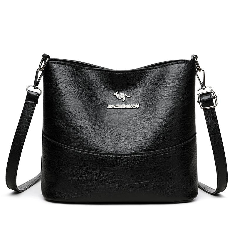 Новая Винтажная Женская Сумка-Ведро Большой Вместимости Наплечная Сумка Через Плечо Для Женщин чёрный