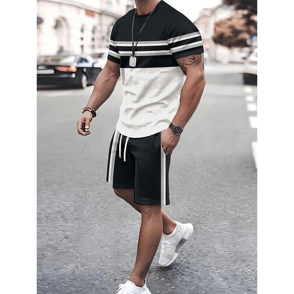 Summer Street Men's Suit Sportswear Men's Oversized Clothing 3D Print T-Shirt Shorts Men's Simple Clothing Fashion Suit