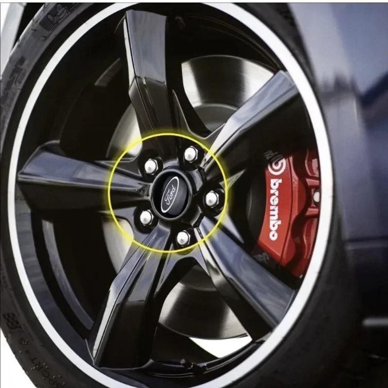 Autoaufkleber Ford 56MM 4 Stück Auto Radnabenkappen Emblem Abzeichen Aufkleber Dekoration für Ford ST Focus 2 3 Mondeo Kuga Fiesta MK7 Esco