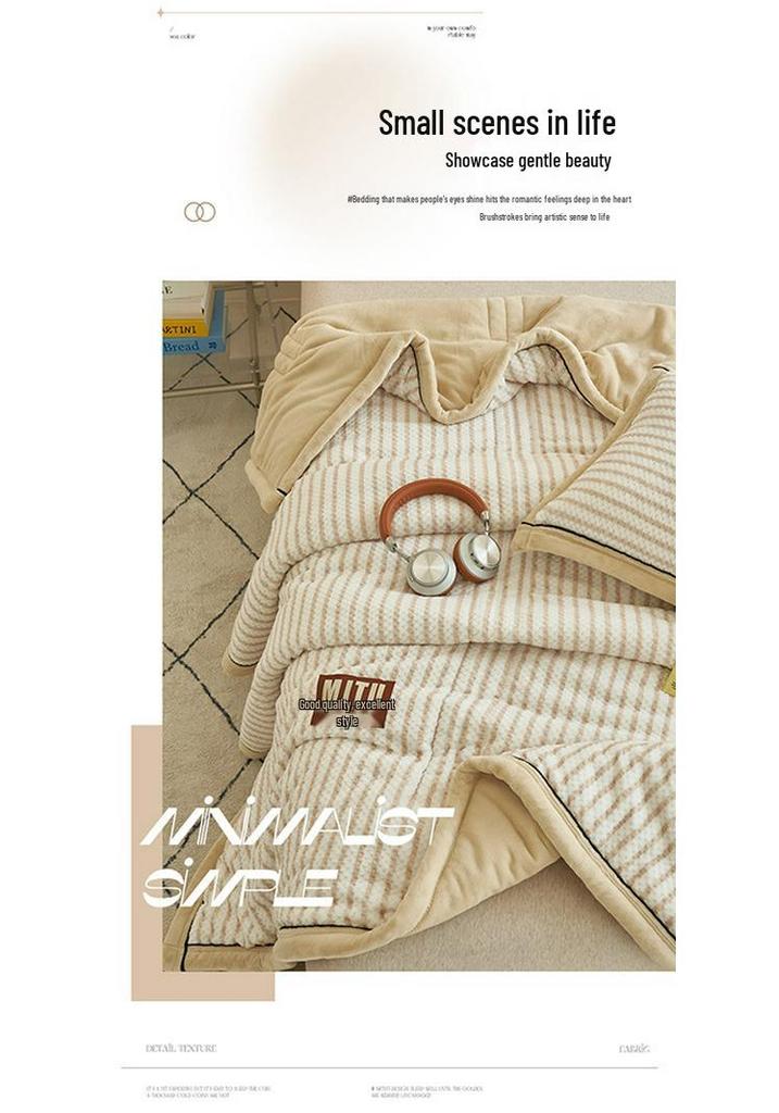 Thickened Three-Layer Baby Milk Fleece Quilted Blanket - Warm, Solid Color, Skin-Friendly Nap Blanket.