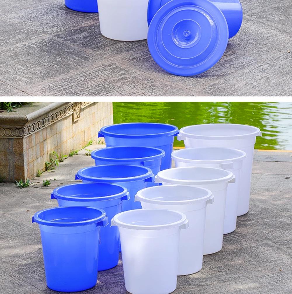 Durable Round Plastic Bucket with Lid for Household Water Storage, Large & Extra-Large Capacity