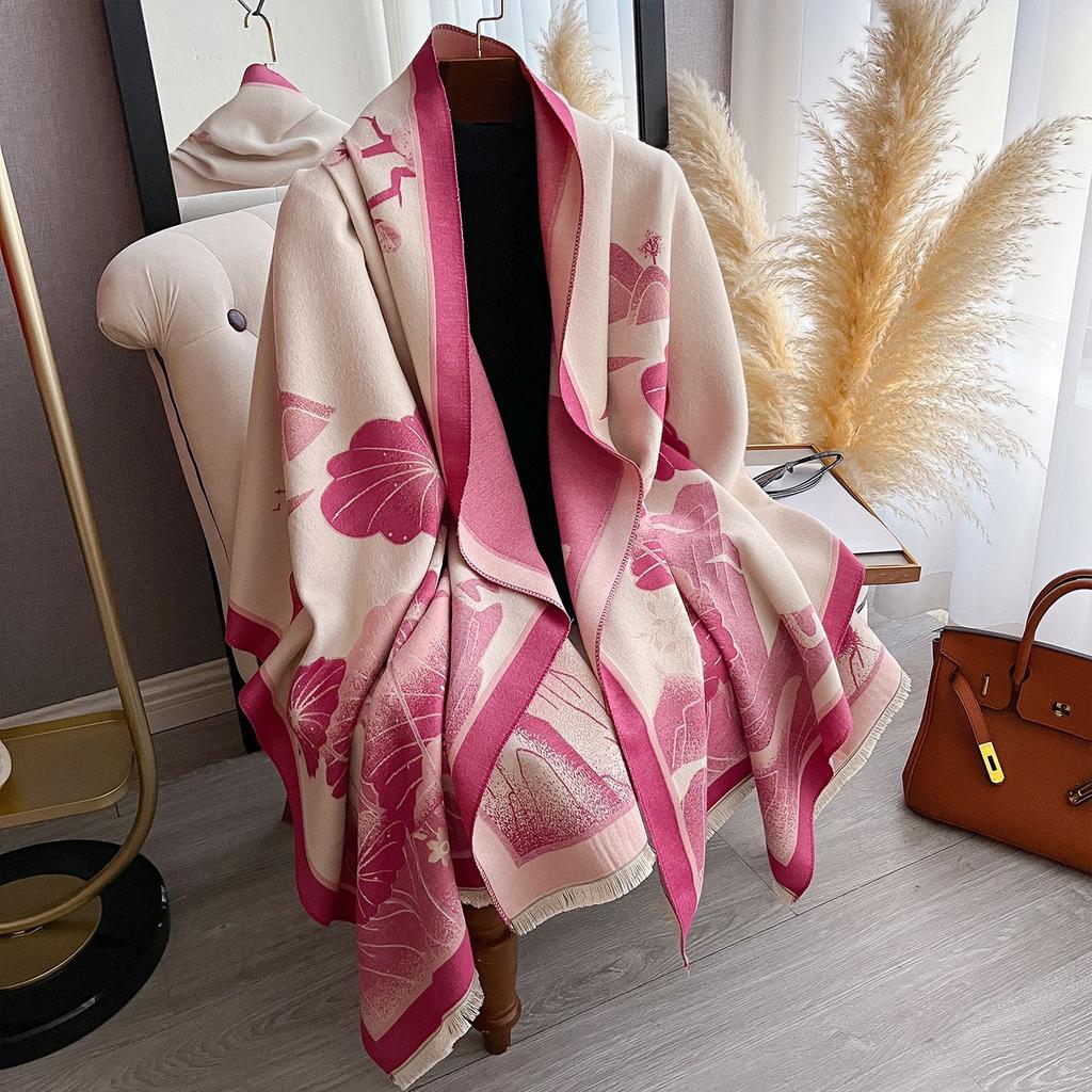 Korean Version Of Jacquard Warm Fashion Temperament Scarf Dual-Purpose Air-Conditioned Room Shawl Thickened Shawl