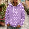 Women's Polka Dot Print Hooded Long Sleeve Sweatshirt with Pocket and Casual Top