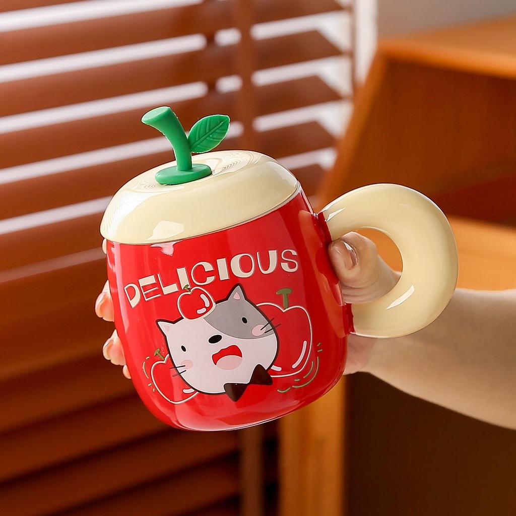 Muse water cup girl birthday gift souvenir ceramic cup cute apple mug with lid gift box