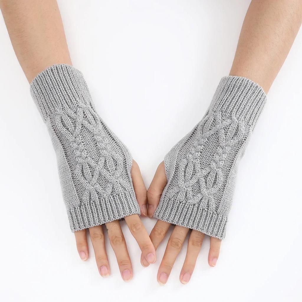 Half Finger Gloves For Women Winter Soft Warm Wool Knitting Arm Gloves Soft Warm Half Finger Handschoenen Unisex Mitten Guantes