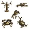 Yousheng Retro Crab/Lobster Ornaments Mini Vintage Brass Crayfish Figurine Funny Copper Shrimp Sculpture for Home Office Tea House Desktop Decor