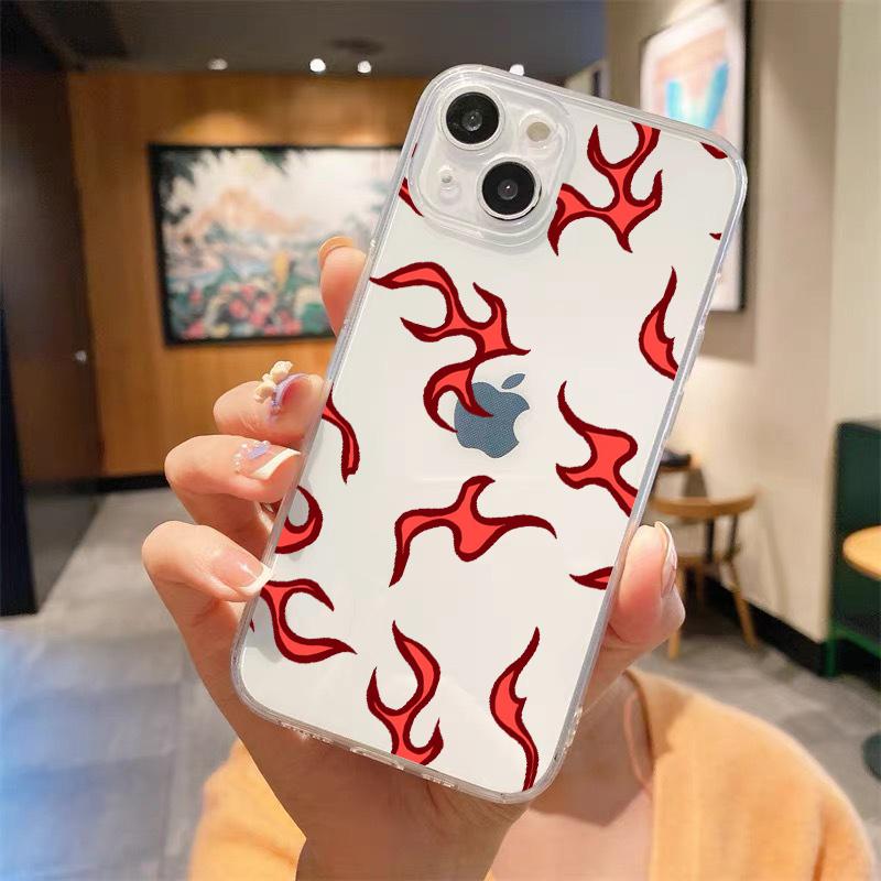 Fashion Flame Luxury Transparent Soft Phone Case For iPhone 15 14 13 12 11 Pro Max XS X XR 7 8 Plus Shockproof Cover Fundas