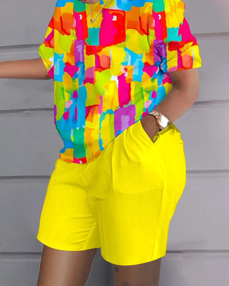 Neues Damen Hip-Hop Style Street Trend Übergröße Print Lässiges Mode Set