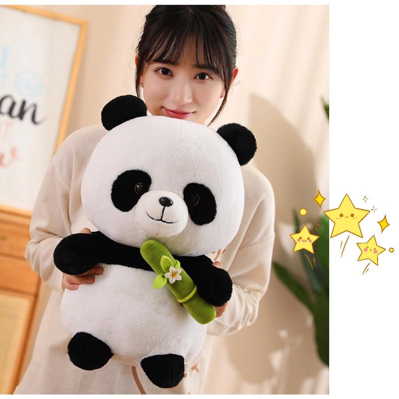Cute Panda Plush Toy Stuffed Animal Doll Bamboo Shoot Flower Bear Gift For Girls And Kids
