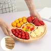 1pc 5-Compartment Bamboo Snack Tray, Food-Grade Storage Plate for Living Room Coffee Table, Suitable for Home Decor