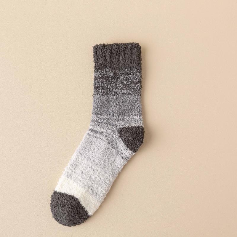 

Men s Winter Thickened and Warm Fleece Socks with Gradient Color, Mid-calf Length Socks, Home Floor Socks, Casual Coral Fleece Socks 1 pair темно-сірий колір
