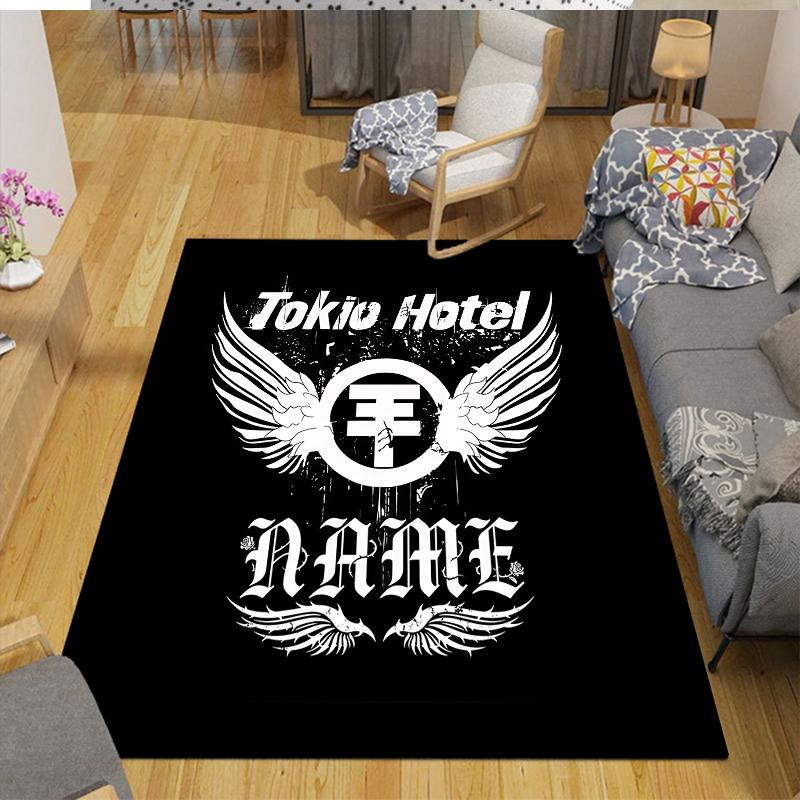 Custom Name,Tokio Hotel Home Sofa Decoration for Living Room & Bedroom, Non‑Slip Play Flannel Floor Mat for Game Room