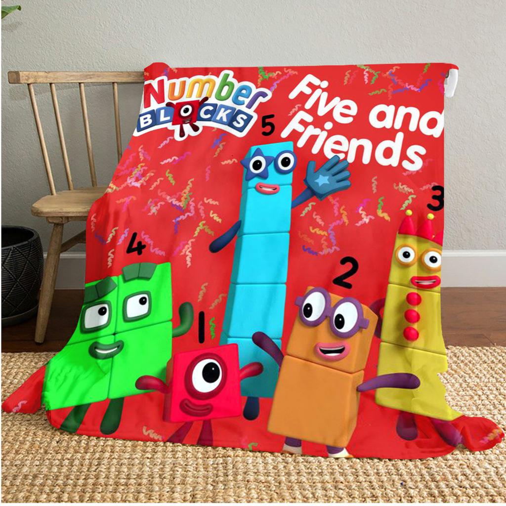 Number Blocks Plush Blanket Soft Comfortable All Seasons Perfect Gift Couch Office Nap Outdoor Travel Blanket