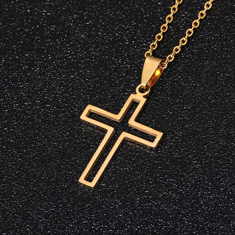 Fashion Cross Pendant Necklace For Women Men Stainless Steel Link Chain Charm Necklace Cool Boys Girls Punk Hip Hop Jewelry Gift