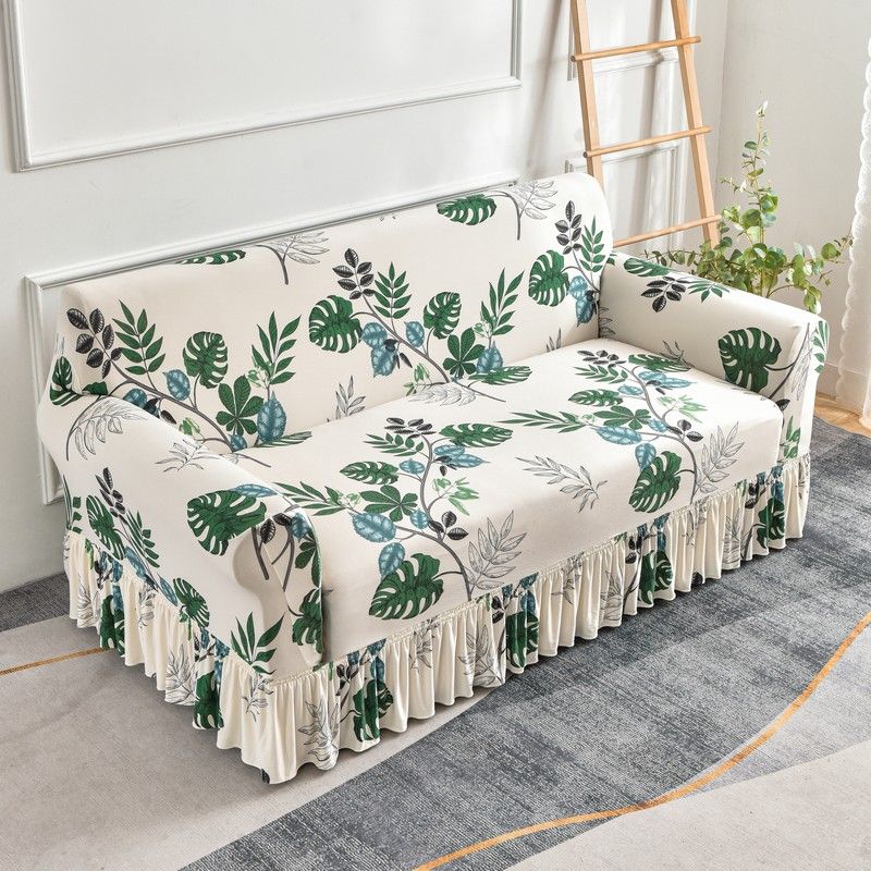 Classic Elastic Printed Sofa Slipcover with Skirt - Universal Furniture Protector for Armchair, Loveseat, 3-Seater, 4-Seater, and Sectional Sofas