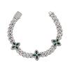 Hot Selling Exquisite Hip Hop Jewelry Single Row CZ Iced Out 10mm Cuban Link Green Zircon Flower Four Leaf Clover Bracelet