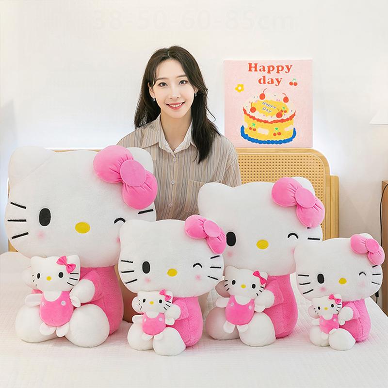 60cm Kawaii KT Cat Plush Toy Sanrio Stuffed Doll Hello Kitty Plush Doll Gift for Kids Birthday Present Sale Stuffed Dolls