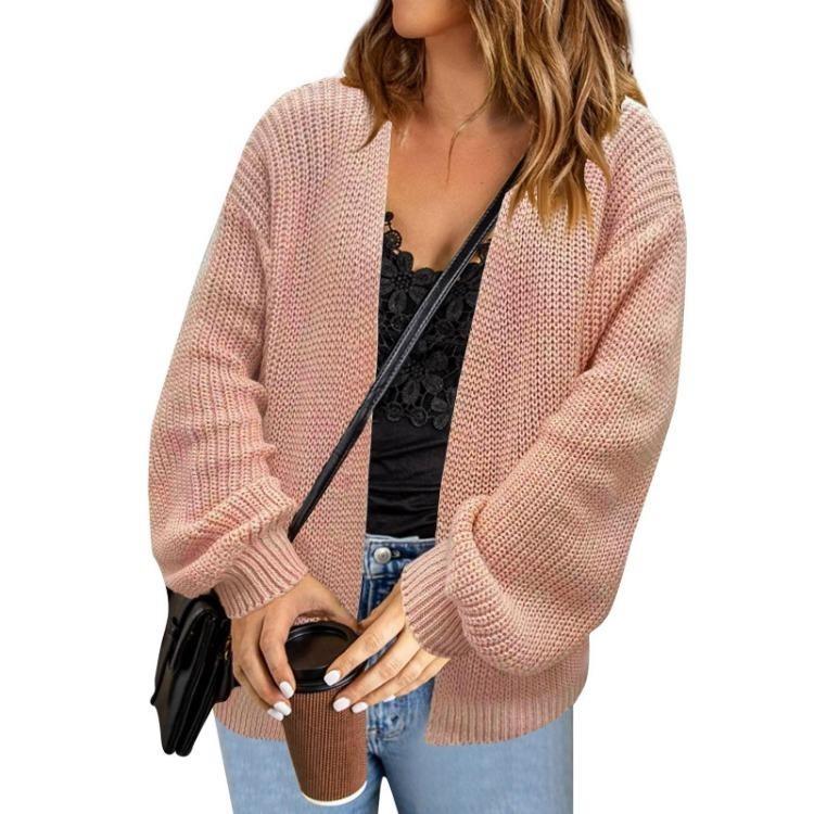 Casual Long Sleeved Knitted Cardigan Jacket Fashionable Loose Sweater for Women