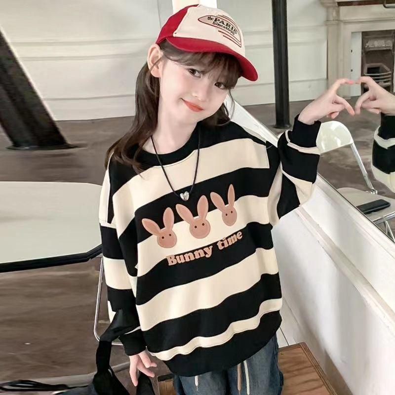 Girls Fleece Lined Sweatshirt Autumn Spring Long Sleeve Top For Big Kids Casual Warm Pullover