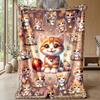 Kittens in Hammock with Flowers Theme blanket Lightweight Warm Flannel Blanket Decorative Throw Blanket for Home Decoration