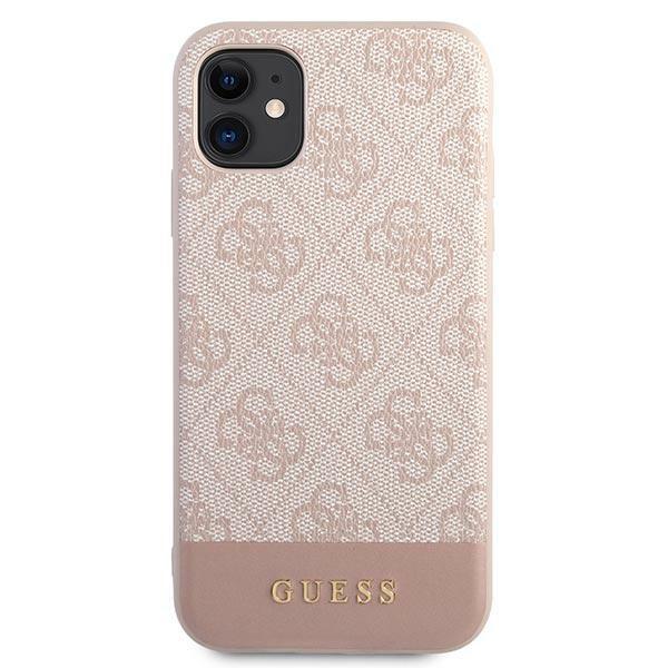 Guess Guhcn61G4Glpi iPhone 11 / Xr 6,1 Różowy/Pink Twarde Etui Kolekcja Pasków 4G