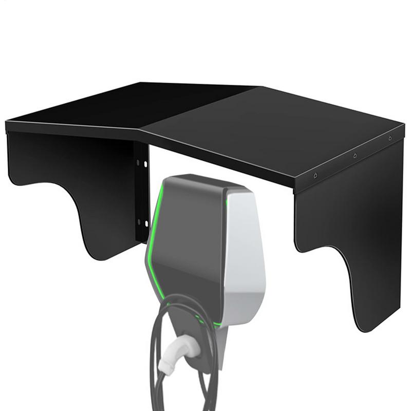 aluminum Charging Station Protective Roof Rain Cover For Car Charging Port Electrical Outlet Cover Wall Mount Cover Kit nero