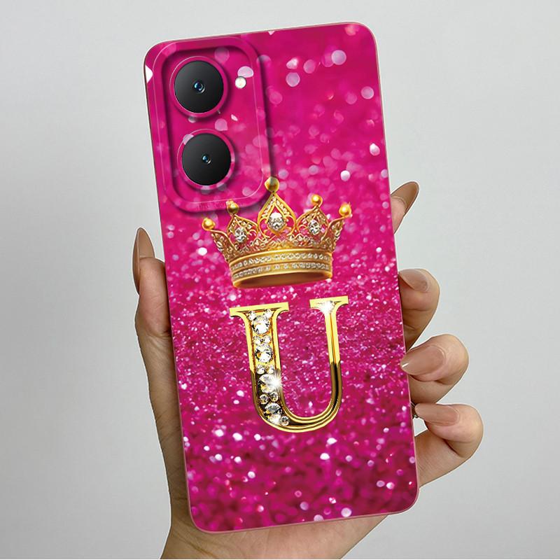 For Vivo Y18 Y18i Y18e Y28s 5G Case Soft Silicone Crown Letter For Vivo Y03 Y03T Case Fundas Coque VivoY03 V2332 Bumper Shells