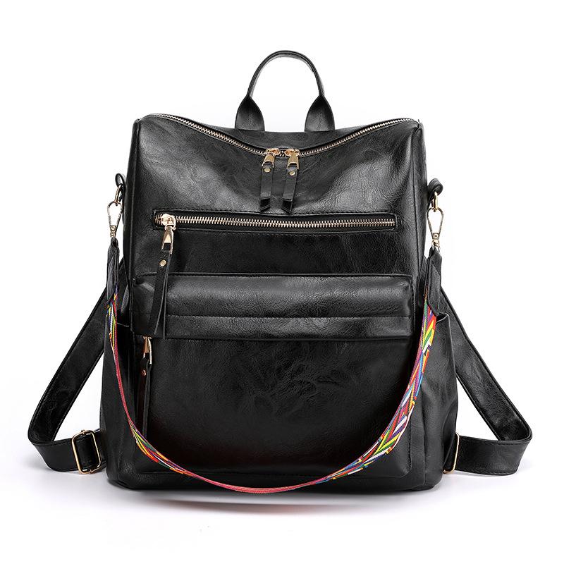 Schoolbagbag Retro Backpack Female Korean Version New Trendy Soft Leather Large Capacity Dual-purpose Women's Backpack Student Schoolbag