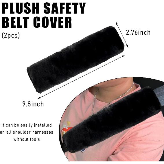 2 PCS Car Seat Belt Cover, Soft Auto Seatbelt Protector For A More Comfortable Driving, Warm Plush Seatbelt Shoulder Neck Pad Cushion Fit For All