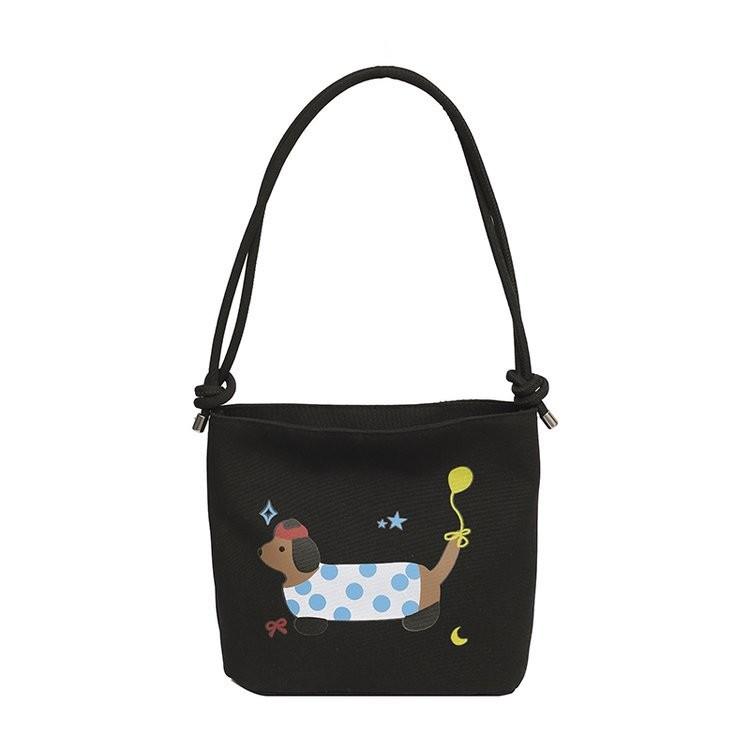 Chic Modern Women's 2024 New Fashionable Canvas Sling Bag Soft Bucket Handbag