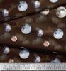 Soimoi Black Poly Crepe Fabric Planet Galaxy Decor Fabric Printed Metre 42 Inch