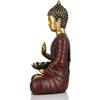 Meditating Sitting Buddha Statue Showpiece Idol Home Decor Living Room Gifts Decorative Showpiece - 27 Cm  (Resin, Red, Gold)