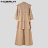 INCERUN Men Lapel Neck Long Sleeve Irregular Ruffled Layers Splits Casual Long Blazer