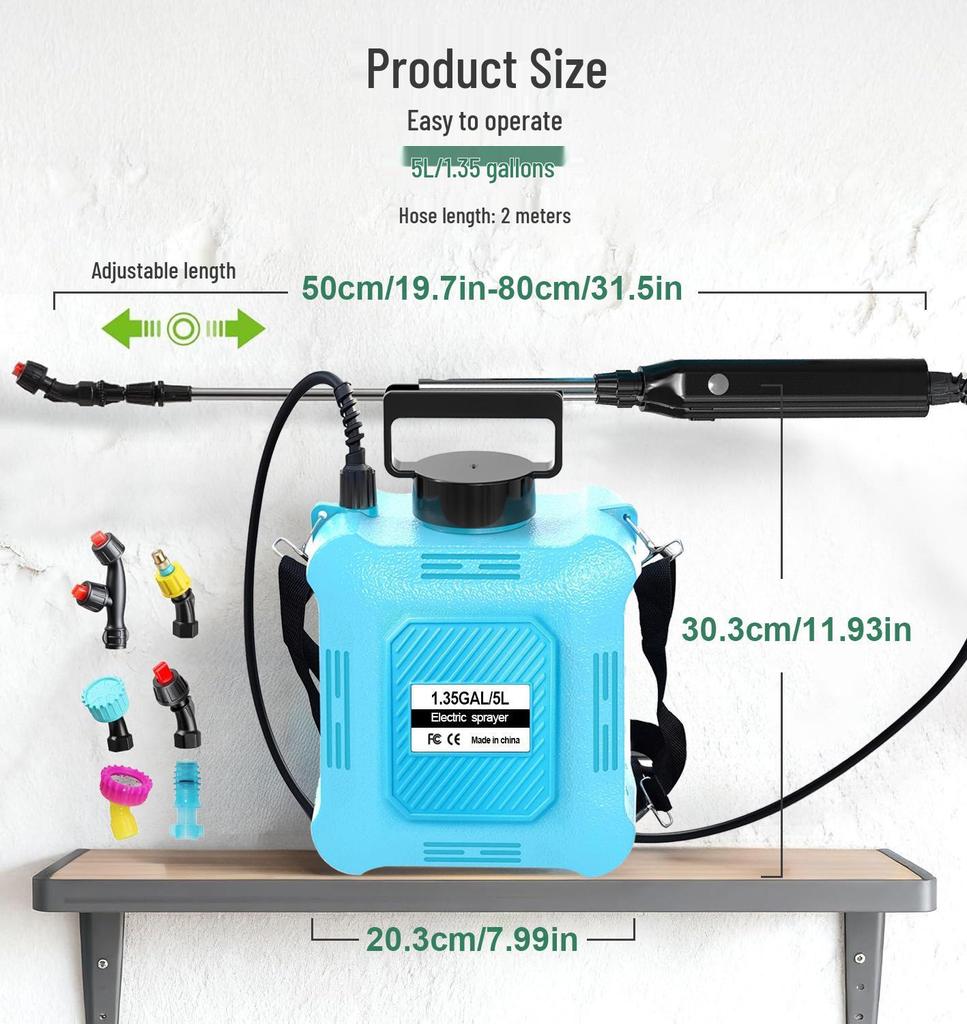 Electric Gardening Sprayer 5-8L: Long Battery, High-Pressure for Irrigation, Pest & Cleaning