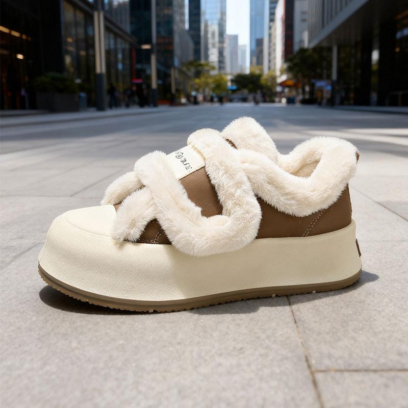 

Хлопковая обувь женская зимняя бархатная утолщенная новая осень-зима на толстой подошве теплая продвинутая пушистая обувь 40 хаки