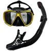 Scuba Diving Mask Snorkel Set for Adults Tempered Glass Professional Panoramic Snorkeling Gear Swimming Training Snorkel Kit QY367+198