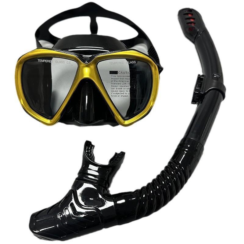Scuba Diving Mask Snorkel Set for Adults Tempered Glass Professional Panoramic Snorkeling Gear Swimming Training Snorkel Kit QY367+198