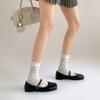 2026 New Spring Women Ballet Flats Comfortable Square Toe Shoes Street Style Soft Leather Ladies Eelgant Dress Mary Jane Shoes