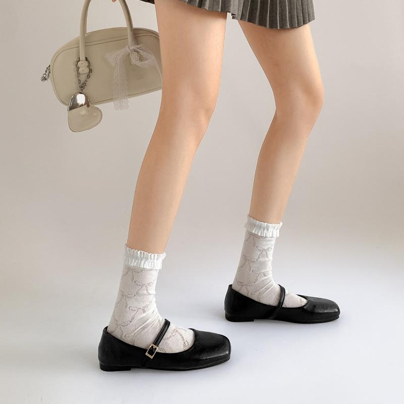 2026 New Spring Women Ballet Flats Comfortable Square Toe Shoes Street Style Soft Leather Ladies Eelgant Dress Mary Jane Shoes
