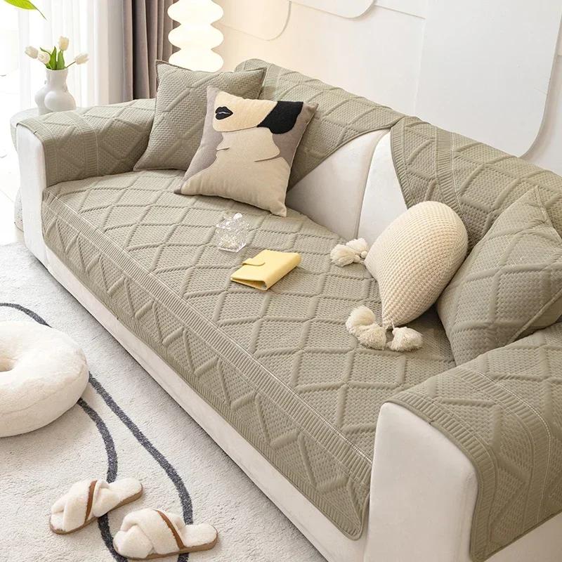 Thicken Cotton Sofa Cover for Living Room Non-slip Sofa Towel Couch Cushion L Shaped Couch Mat Seat Pad Couch Covers for Sofas