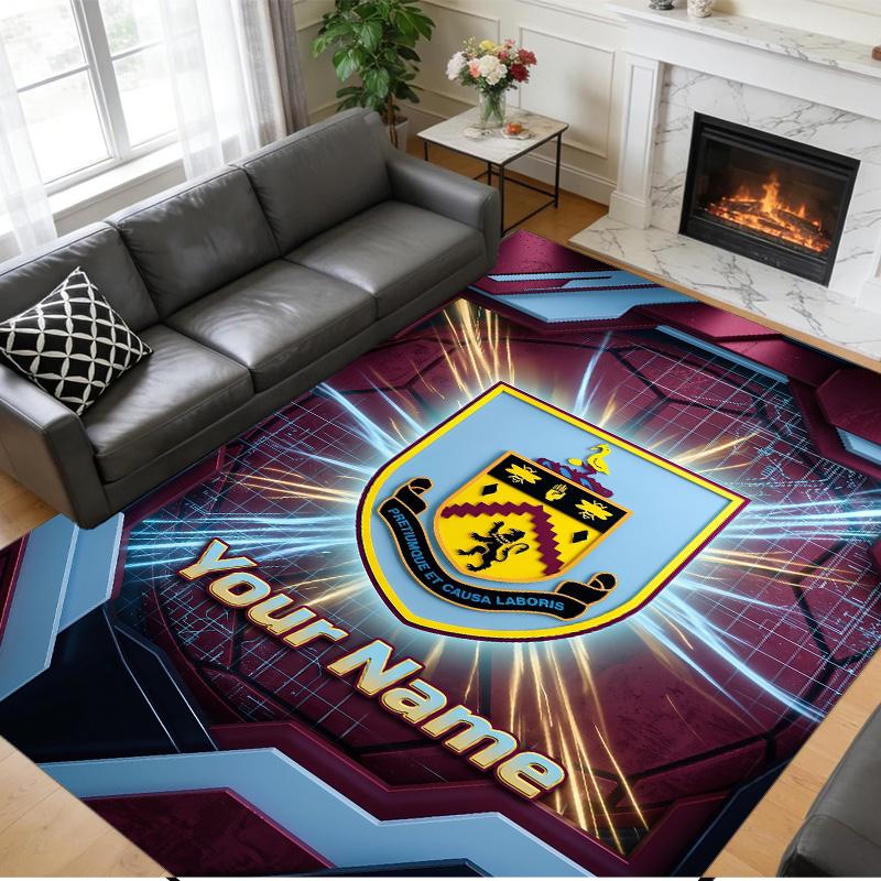 Crystal Velvet Rug Custom Name Text, Soft Non Slip Floor Mat Home DecorBurnley Football