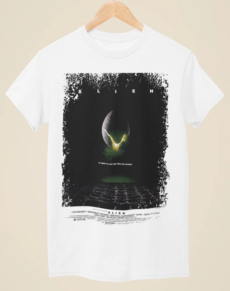 Alien Movie Poster Inspired Unisex White TShirt S