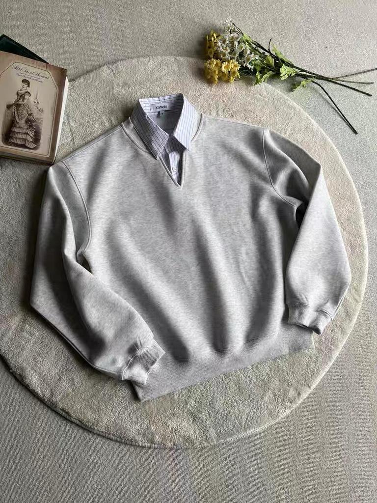 Schwerer Herren-Hoodie im Hongkong-Stil, zweiteilig, aus Kunstleder - Künstlerisches, schlichtes, vielseitiges und trendiges Jugenddesign für den Herbst.