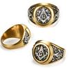 Vintage Stainless Steel Letter AG Diamond Ring Street Fashion Gold Band