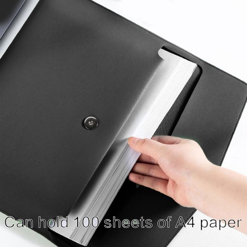 Large Capacity File Organiser Documents Pouches Magnetic Snap Closure Water Resistant Leather Document Folder For Office