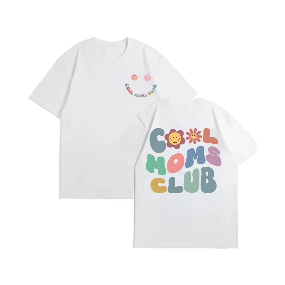 Cool Moms Club T-Shirt For Women's Summer Cotton Crew Neck Short Sleeve Fashion Printing Graphic Y2k Styles Oversized Loose Tops