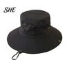 Foldable Travel Hat for Vacation Summer Mesh Spliced Bucket Men Women, Extra Wide Brim Sun Outdoor Hiking with Adjustable Drawstring, Portable