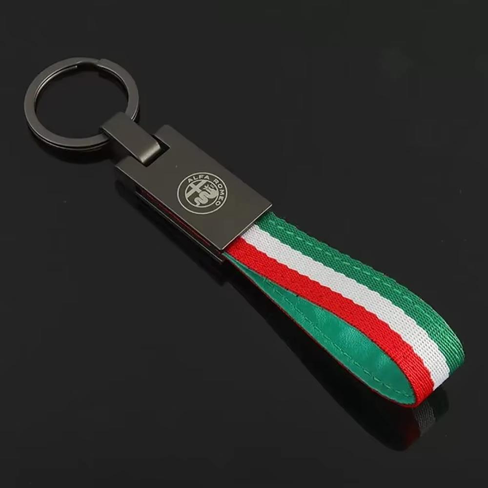 2026 Heißes Alfa Romeo 1 Stück Luxuriöses Leder Auto Abzeichen Schlüsselanhänger für Alfa Romeo Logo 159 Giulietta Giulia GT 156 Mito Stelvio Schlüssel Cha