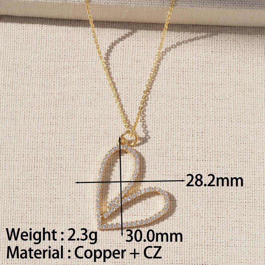 Gold-Plated Heart Pendant Necklace - Simple Heart-Shaped Clavicle Chain for Women